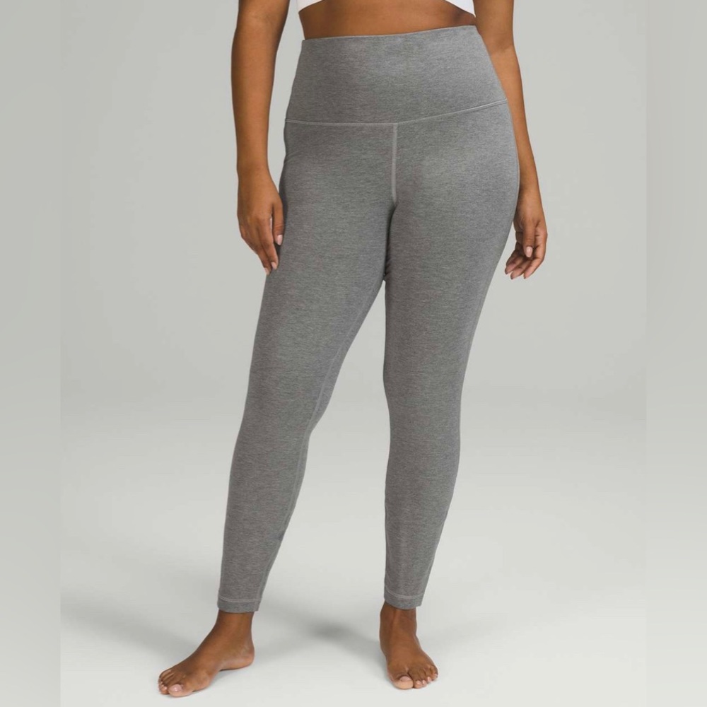 Lululemon Wunder Lounge Super High Rise Tights Size 4 Thermal 28” Heathered Grey
